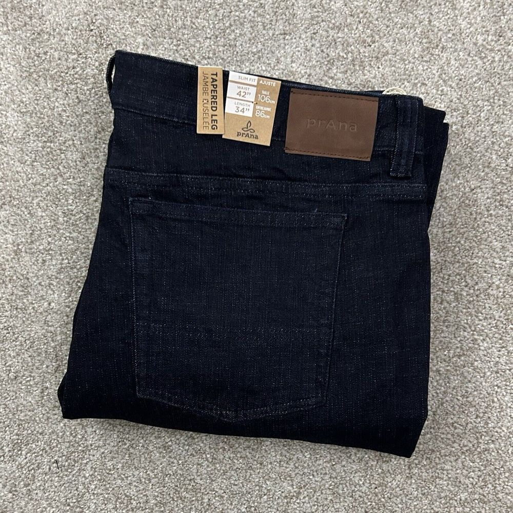 Prana Hillgard Slim Jean Blue Dark Wash‎ Men's 42x34 Stretch Denim NEW MSRP $120